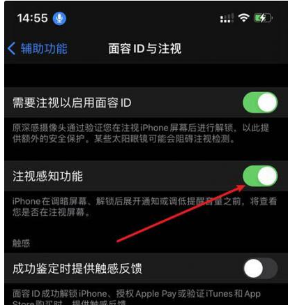 广安苹果14维修网点分享iPhone14注视感知功能有什么用 